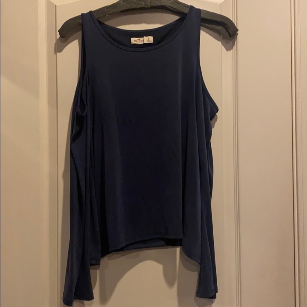 cute navy cold shoulder top